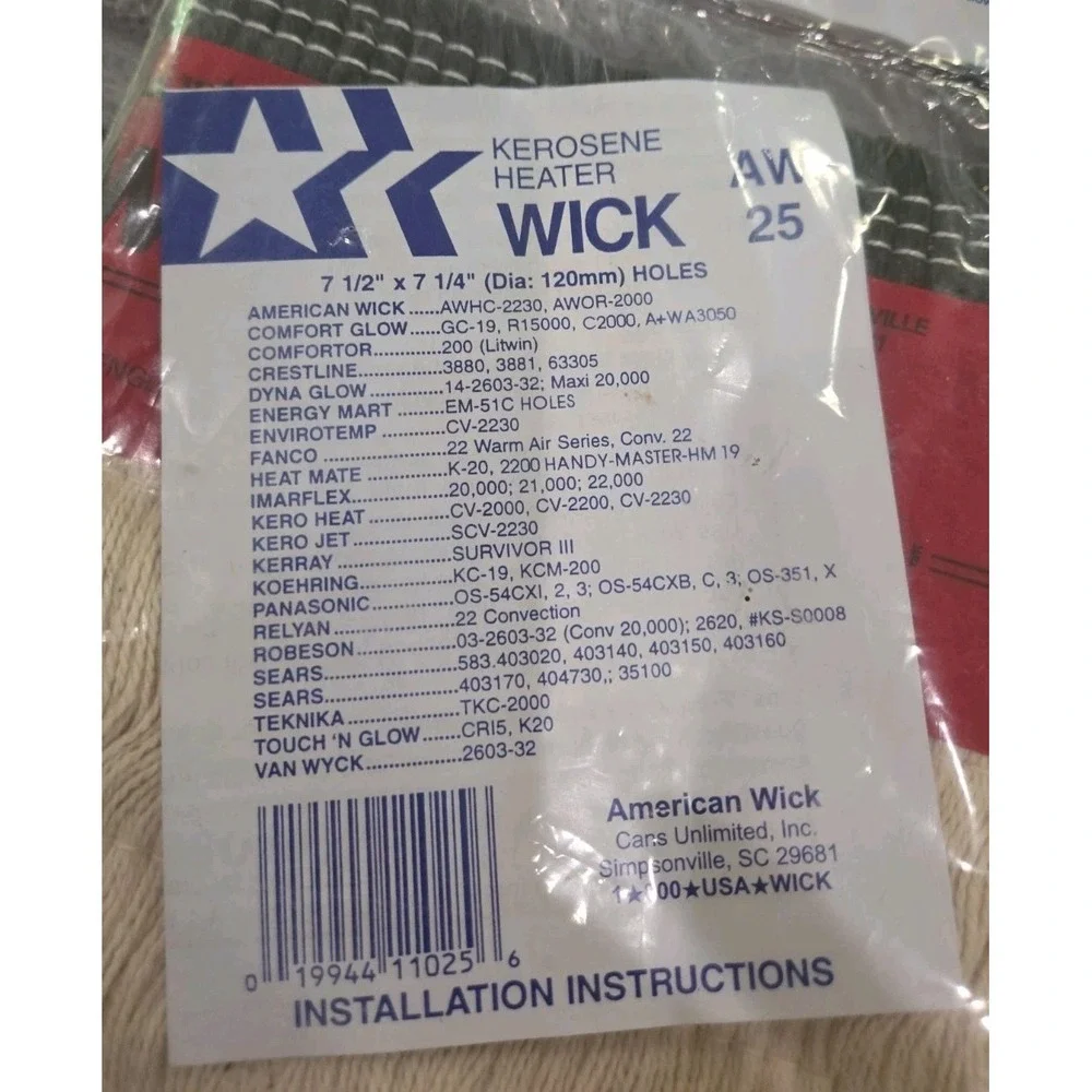 American Wick Kerosene Heater Wick Replacement AW-25, NEW IN PACKAGE